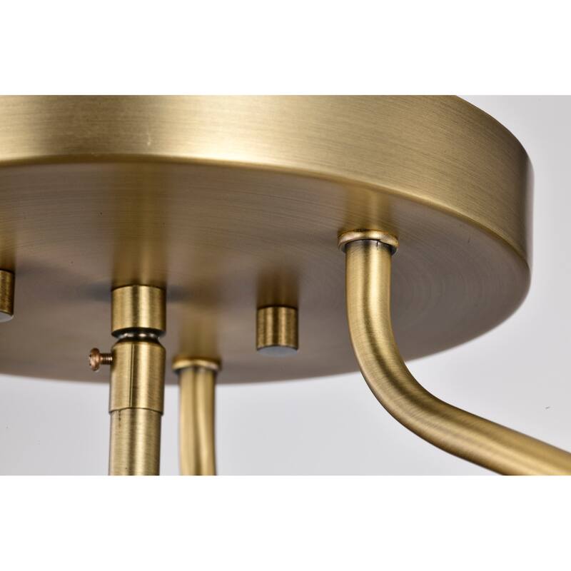 Amado 3 Light Semi Flush Mount - Vintage Brass Finish - Clear Glass - Vintage Brass