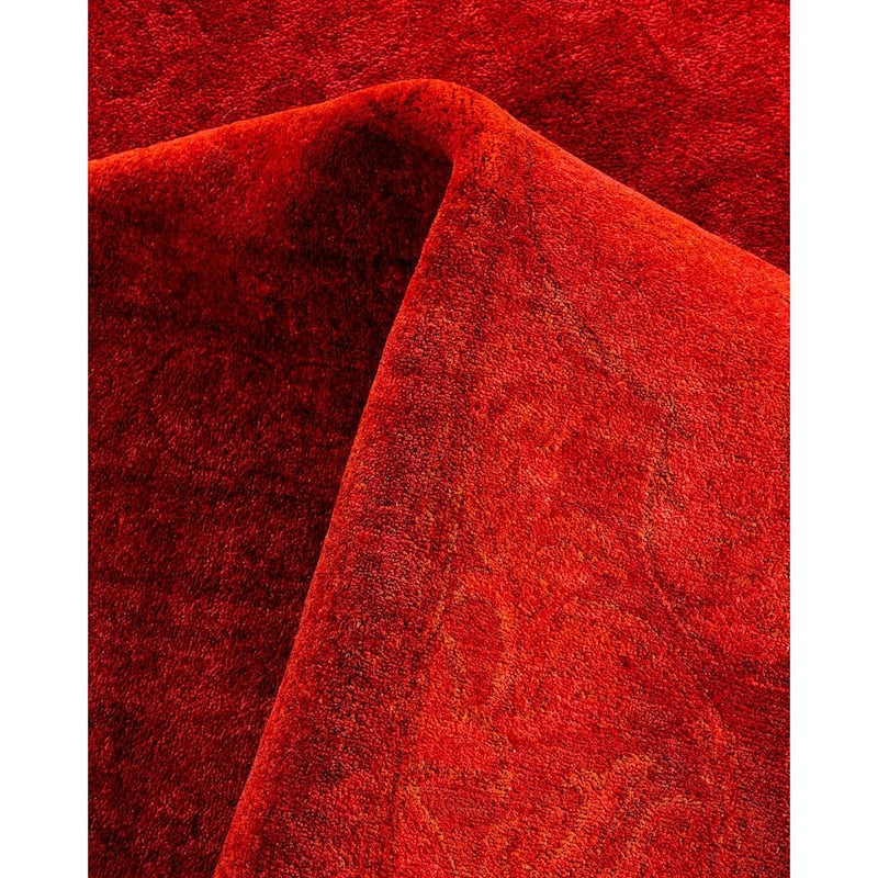 Fine Vibrance One-of-a-Kind Hand-Knotted Area Rug - Orange, 9' 3" x 12' 1" - 9' 3" x 12' 1"