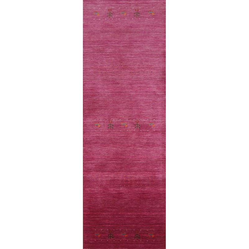 Violet Tribal Gabbeh Indian Runner Rug Handmade Wool Carpet - 2'4" x 9'8"