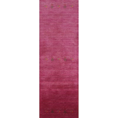 Violet Tribal Gabbeh Indian Runner Rug Handmade Wool Carpet - 2'4" x 9'8"