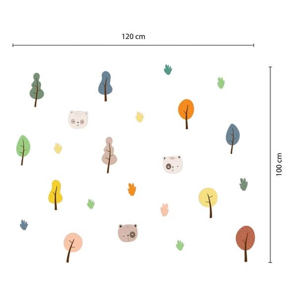 dimension image slide 1 of 2, Walplus Hand-drawn Colorful Trees Children Wall Sticker Nursery Decor