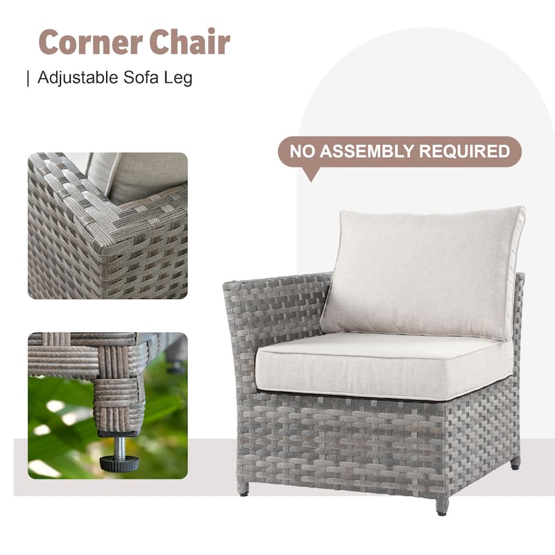 XIZZI 13-piece Outdoor Patio Furniture Wicker Seating Set with Fire Pit