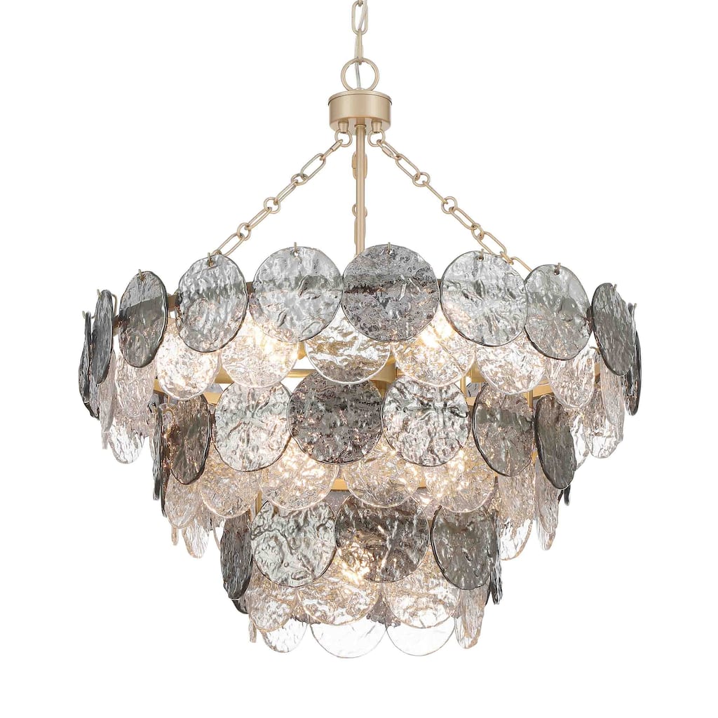Yep by Golden Lighting Cascada 11-light Pendant in Aegean Silver and Smoke Plated Glass