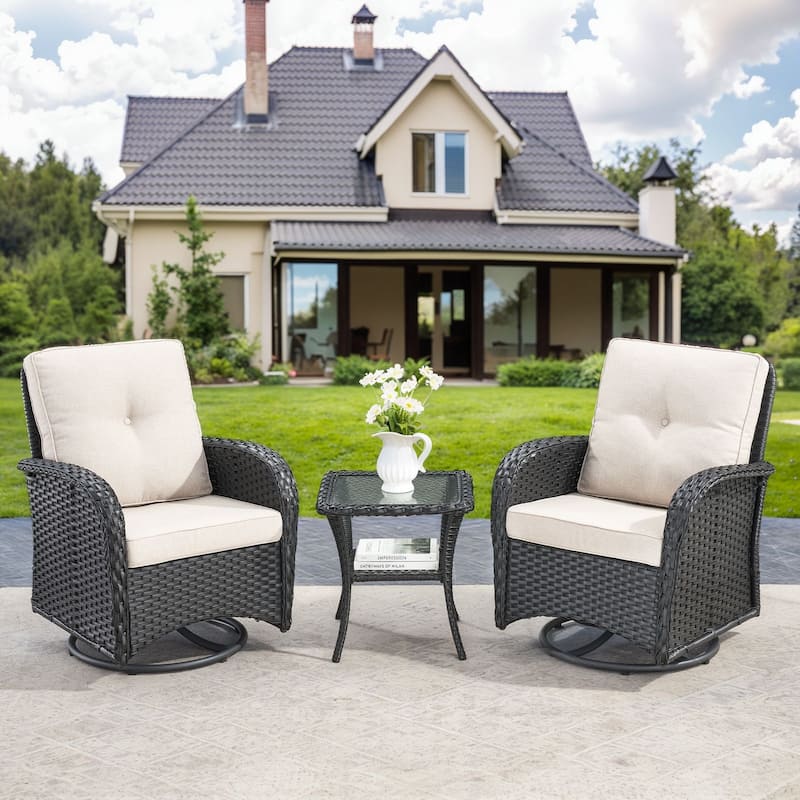 Gymojoy Patio Furniture Set Outdoor Wicker Swivel Glider Chairs Set