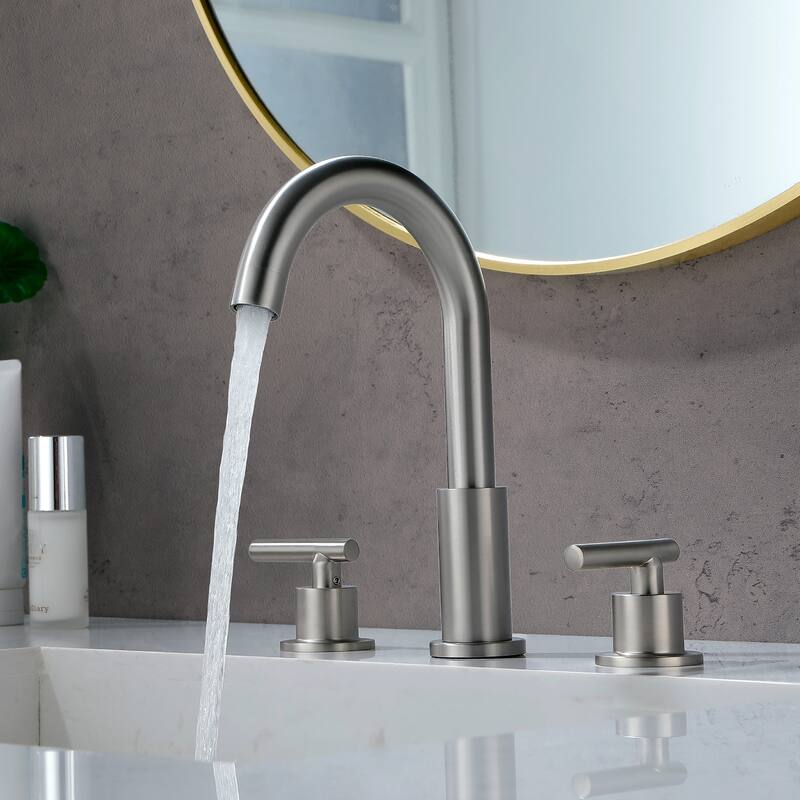 Widespread Bathroom Sink Faucet With Drain Assembly 3 Holes 8 Inch Bathroom Faucets Two Handle Modern Lavatory Basin Vanity Taps
