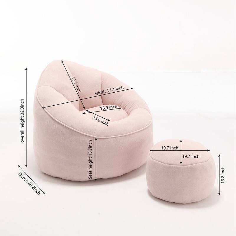 Compressed Foam Bean Bag Chair with Footrest - Plush Lounger for Modern Living Spaces