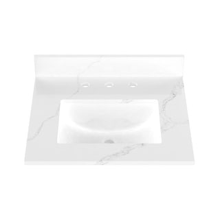 Winette 25" x 22" Quartz Bathroom Vanity Top with White Rectangular ...