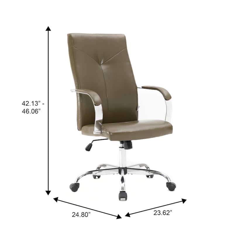 Sonora High Back Ergonomic Leather Upholstered Swivel Executive Office Desk Chair with Adjustable Height, Tilt, Chrome Frame