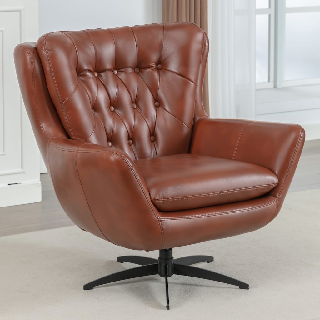 Cleveland Tufted Faux Leather Swivel Chair by Greyson Living ...