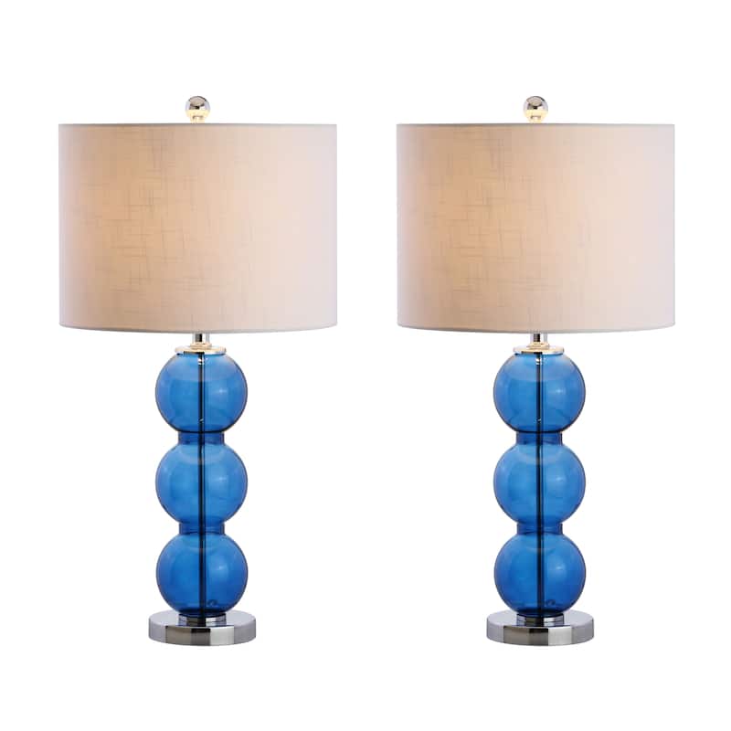 Ella 27" Glass Triple-Sphere LED Table Lamp, Mercury Silver/Chrome (Set of 2) by JONATHAN Y