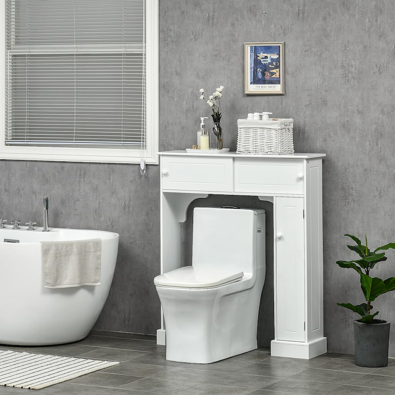 HomCom Freestanding Over Toilet Bathroom Storage Cabinet - White - 35*9*41