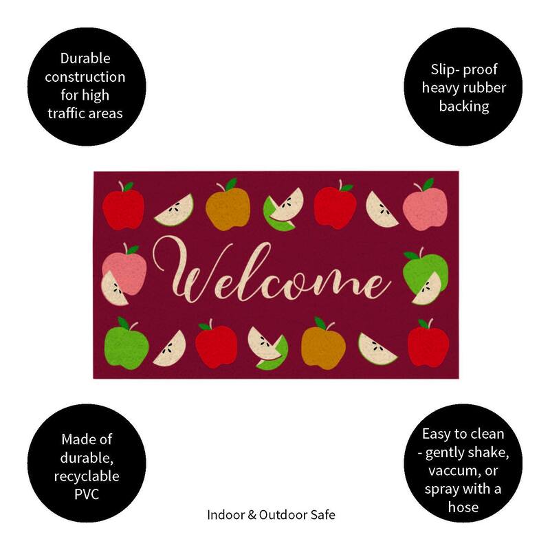 Maroon ad White 18 in. x 30 in. PVC Harvest Welcome Door Mat