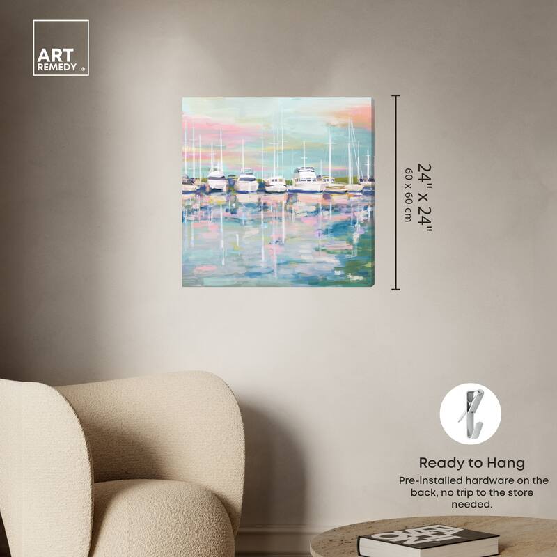 Art Remedy Coastal Dock Gallery Wrapped Sailing 1 Piece Canvas Wall Art