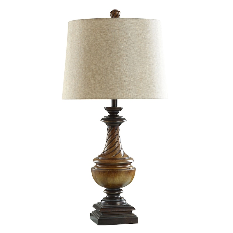 Toffeewood Table Lamp - Traditional Two Tone Brown Swirled