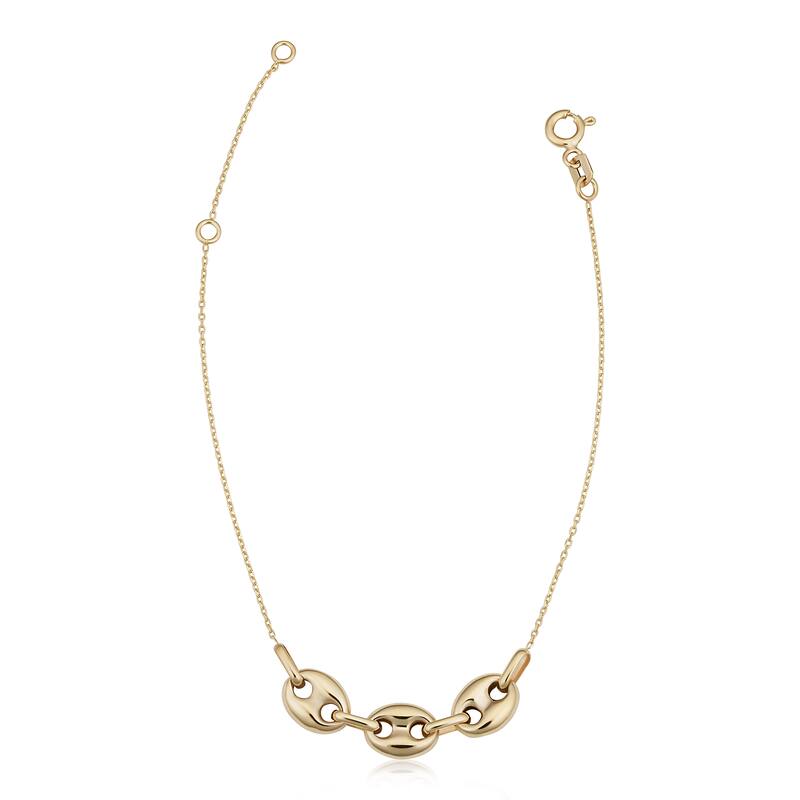 Fremada 10k Yellow Gold Mariner Anchor Puffed Link Adjustable Bracelet (adjusts to 6.5 and 7.5 inches)