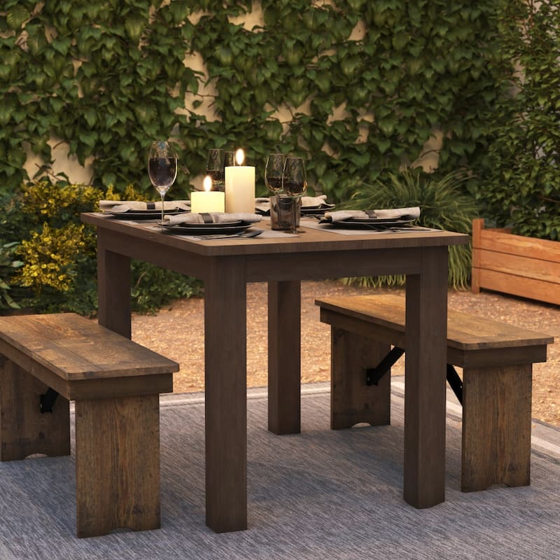 Rectangular Antique Rustic Solid Pine Farm Dining Table