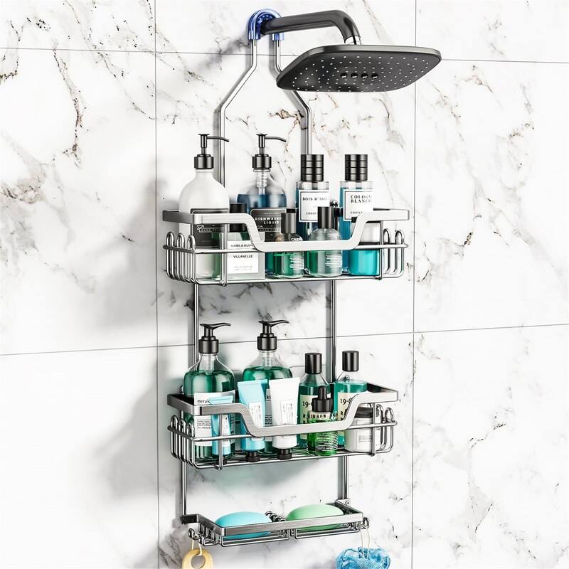 3 Tier Rustproof Hanging Shower Caddy - 4.72"D x 12.2"W x 30"H