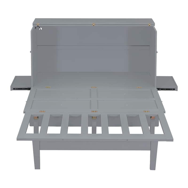 Merax Queen/Full Murphy Bed with USB Port and removable Shelves