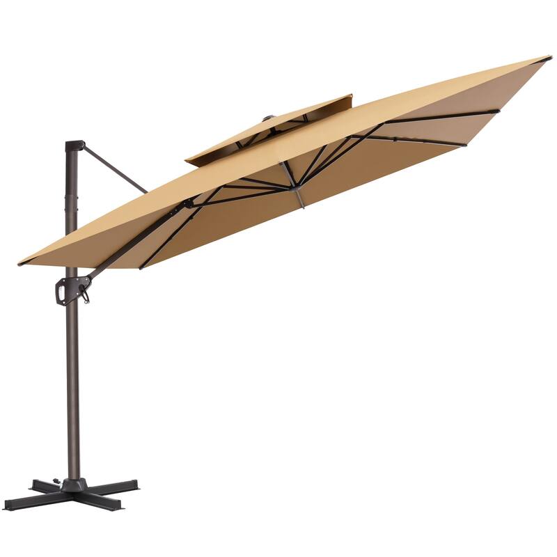 Outdoor 10FT Square Adjustable Offset Cantilever Patio Umbrella