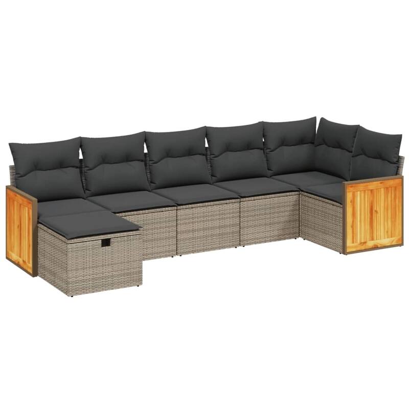 vidaXL Patio Sofa Set with Cushions Outdoor Conversation Furniture Poly Rattan