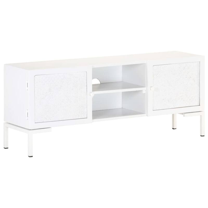 vidaXL TV Stand White 45.3"x11.8"x18.1" Solid Wood Mango - 45.3" x 11.8" x 18.1"