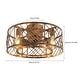 preview thumbnail 6 of 16, 19.7'' Caged Bronze Flush Mount Low Profile Ceiling Fan Chandelier