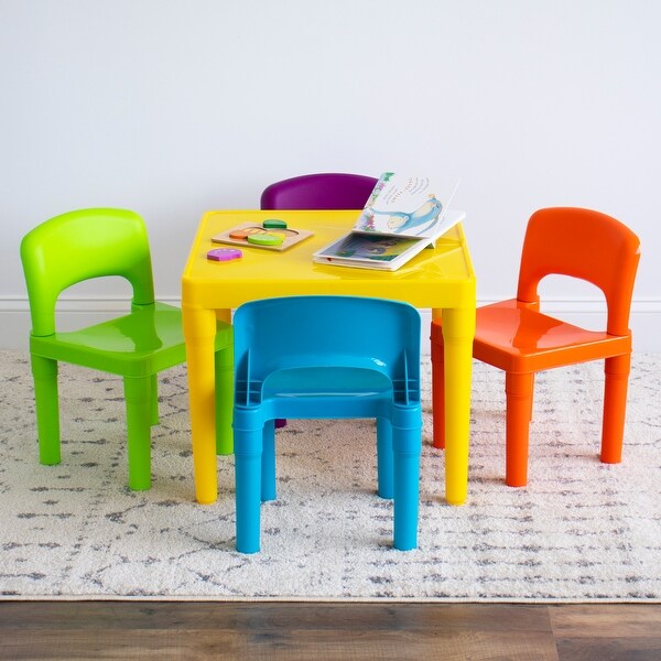 Humble Crew Kids Plastic Table and 4 Chairs Set, Vibrant Colors