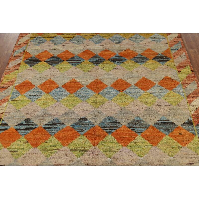 Trellis Moroccan Oriental Area Rug Handmade Multi-Color Wool Carpet - 6'9" x 10'0"