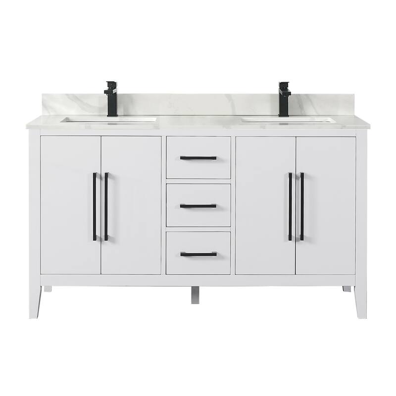 Altair Laurel Bath Vanity with Calacatta White Quartz Stone Countertop without Mirror