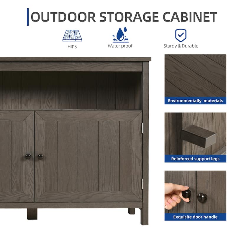 Moasis 44" Outdoor Sideboard Patio Console Table with Storage Cabinet and Shelves