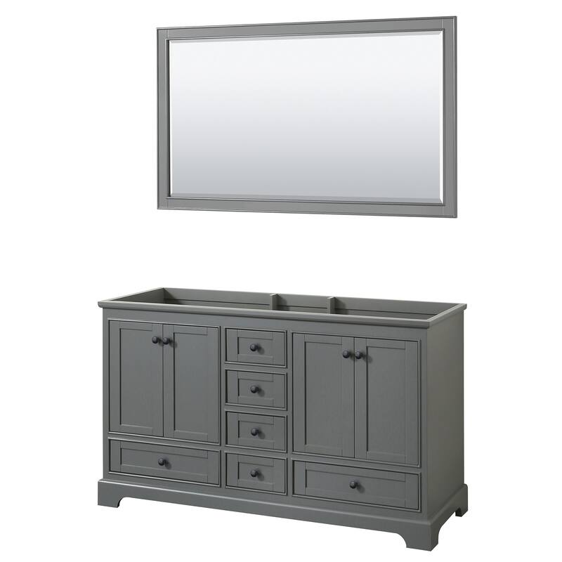Wyndham Collection Deborah 59-1/4" Free Standing Double Wood Vanity - Dark Gray / Matte Black Hardware