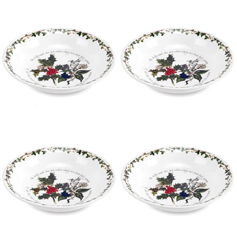Portmeirion Christmas The Holly and Ivy Set of 4 Pasta Bowls - 8 in - 8 in