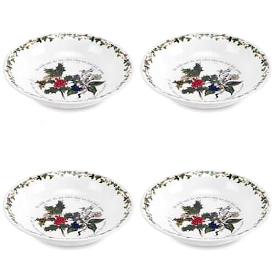 Portmeirion Christmas The Holly and Ivy Set of 4 Pasta Bowls - 8 in