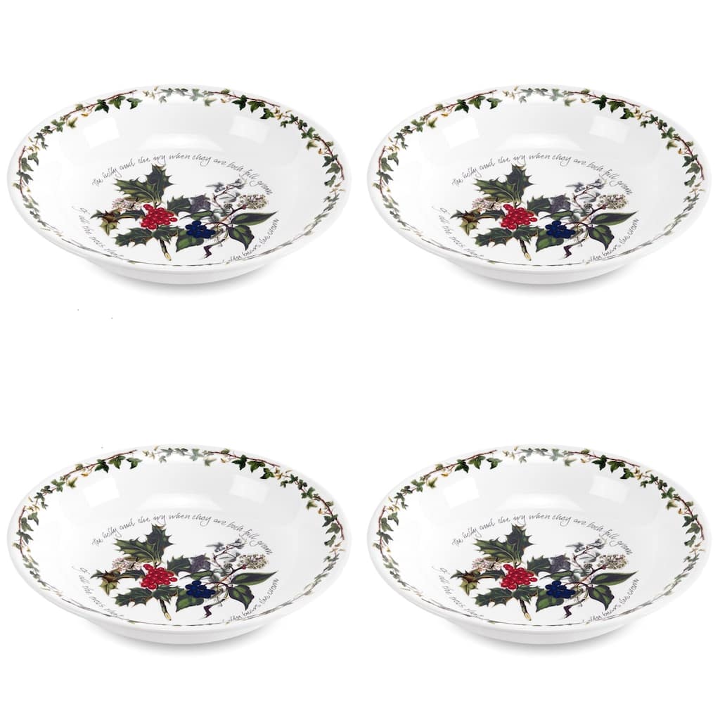 Portmeirion Christmas The Holly and Ivy Set of 4 Pasta Bowls - 8 in