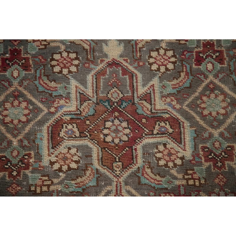 Grey Distressed Tabriz Persian Vintage Area Rug Handmade Wool Carpet - 6'6" x 9'7"