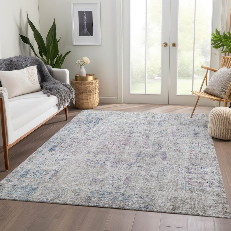 Machine Washable Indoor/ Outdoor Vintage Traditional Chantille Rug