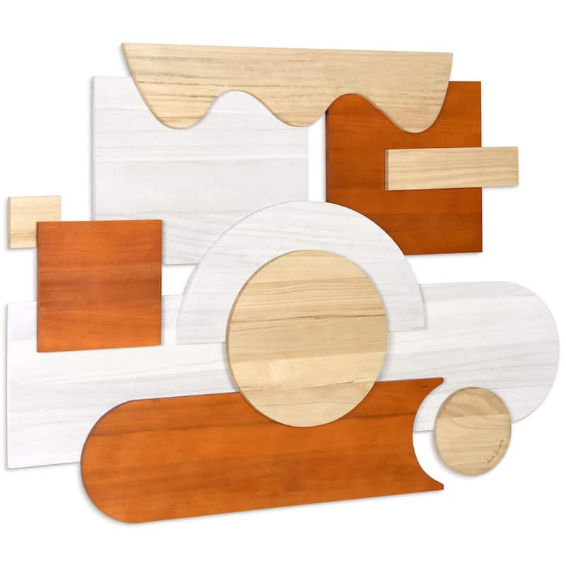 "Cinnamon Dreamscape" Hand Made & Hand Finished Dimensional Solid Paulownia Wood Abstracts Wall Art