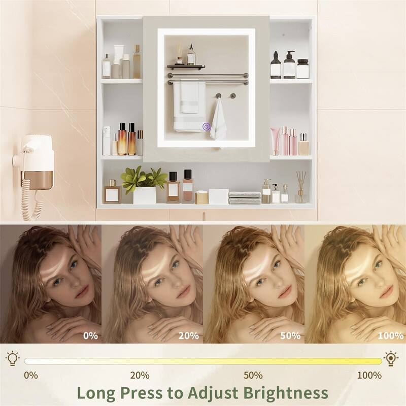 Medicine Cabinet Mirror with Led Light - 5.3"D x 27.5"W x 24.3"H