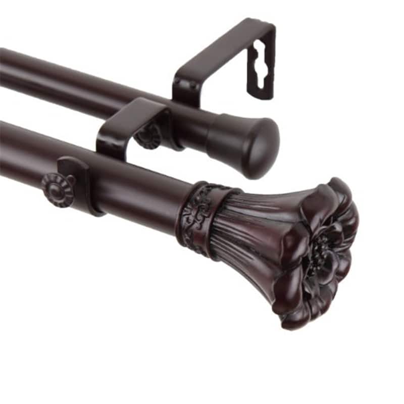 Blossom Double Curtain Rod - Elegant Steel Drapery Rod Set - 170