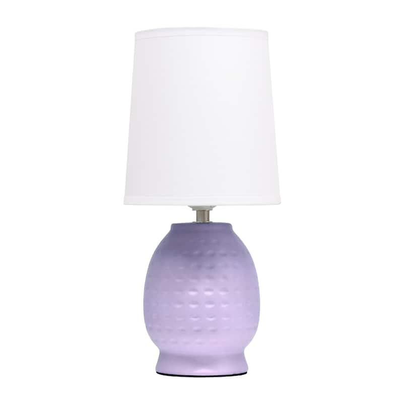 Ceramic Table Lamp with Fabric Shade for Small Spaces - 6 x 6 x 13 in. (L x W x H) - Lavender