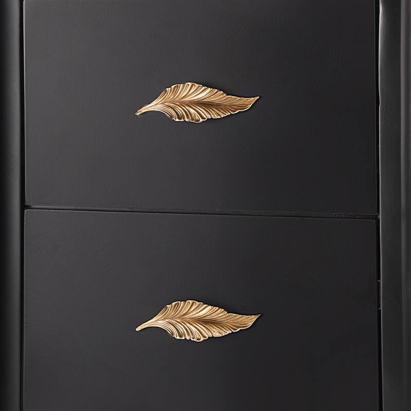 Black Bedside Table Storage Cabinet with Drawers, Lamp Table Coffee Table Accent Cabinet Dressing Table