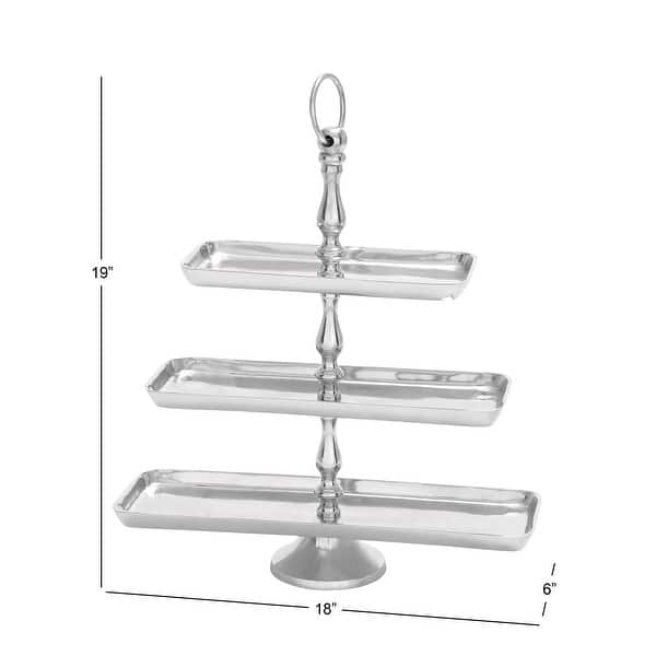 Silver Aluminum Traditional Tiered Server 19 x 18 x 6