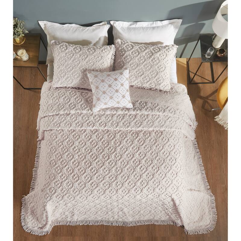 Better Trends Charleston Collection 4-Piece 100% Cotton Tufted Diamond Design Bedspread Set - Machine Washable & Tumble Dry Safe