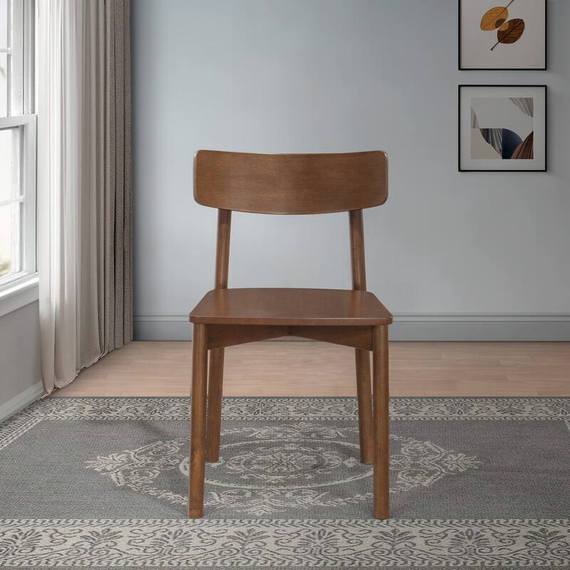 GDFStudio - Mid-Century Modern Solid Wood Dining Chair Set with Contoured Seat Design and Curved Backrest, Set of 2 - 17.7"