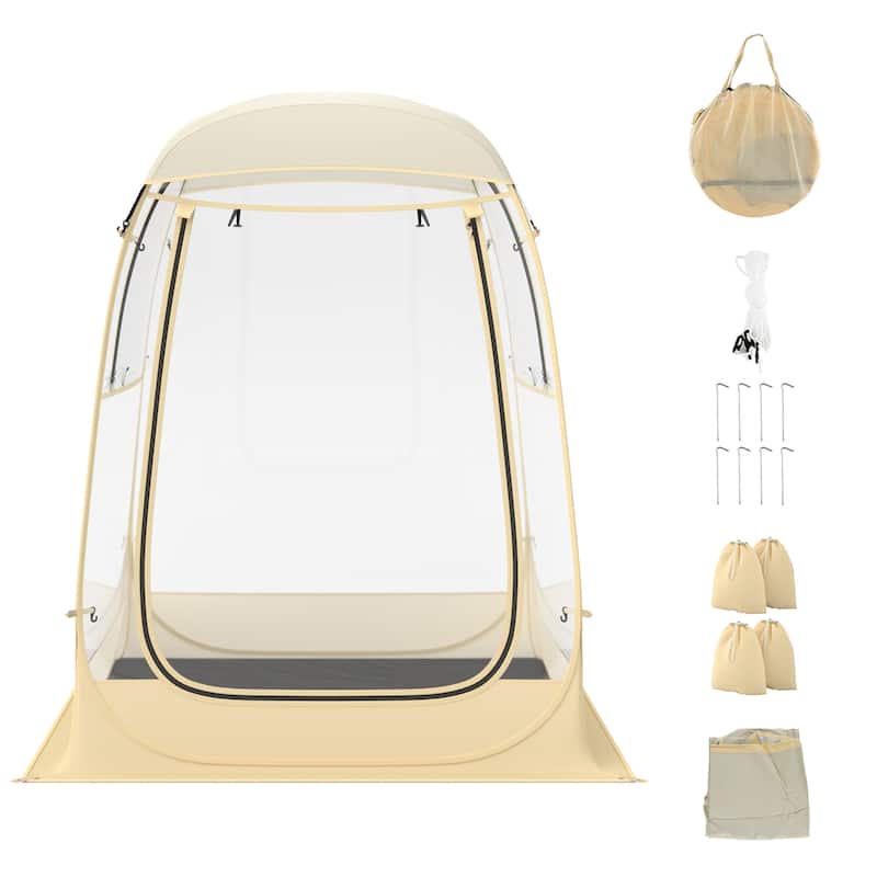 Gymax 4.2 x 4.2 FT Instant Pop up Tent Weatherproof Shelter Sports - Clear