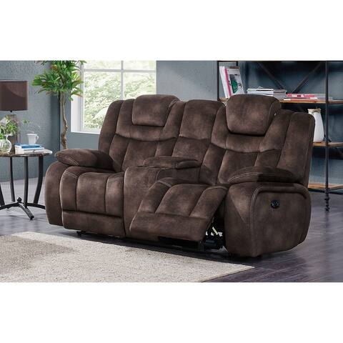 Chocolate Power Reclining Loveseat with Adjustable Power Headrest and USB Port