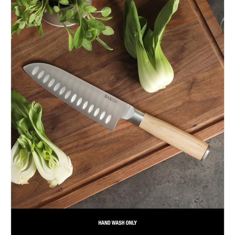 Babish High Carbon 1.4116 German Steel Full Tang 6.5-Inch Santoku Knife - for Chopping, Slicing, Dicing & Precision Prep