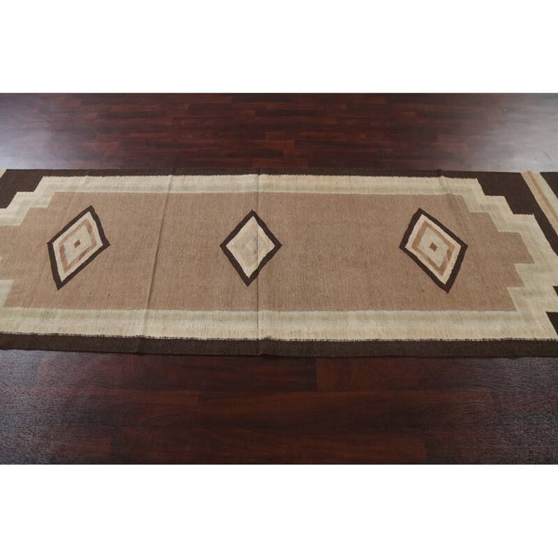Natural Dye Kilim Oriental Staircase Runner Rug Hand-woven Wool Carpet - 3'5" x 12'8"