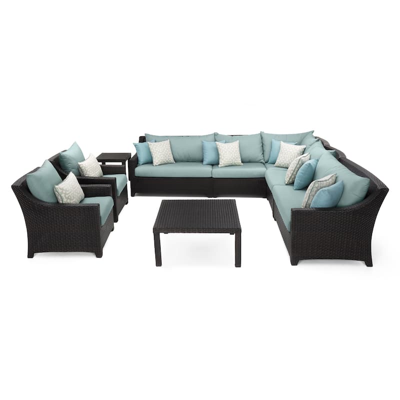 Deco 9 Piece Sunbrella Outdoor Patio Sectional & Club Set