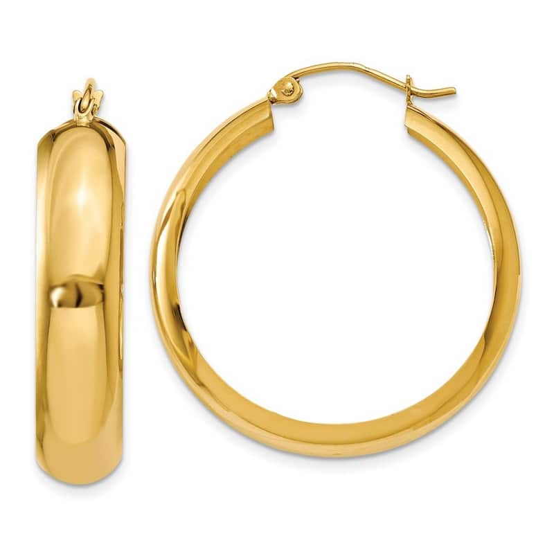 Curata 10k Yellow Gold 18x6.75mm Polished Wedding Band Hoop Earrings